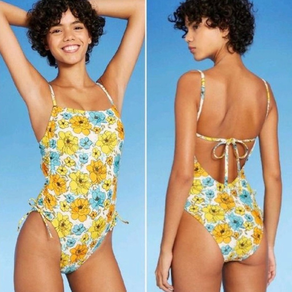 Xhilarations Floral One Piece Swimsuit Size Medium